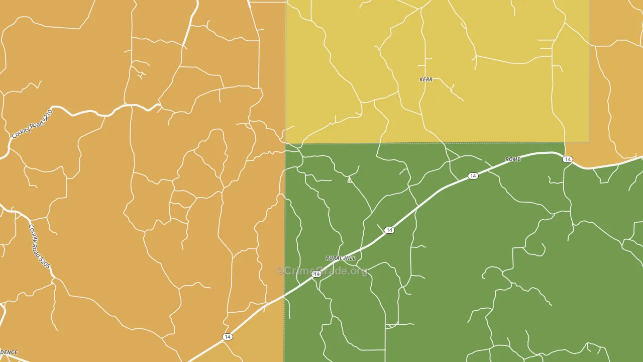 Rural Hill, MS Map of Theft Rates
