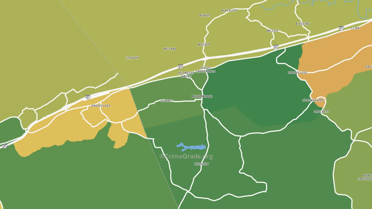 Rural Retreat, VA Map of Theft Rates
