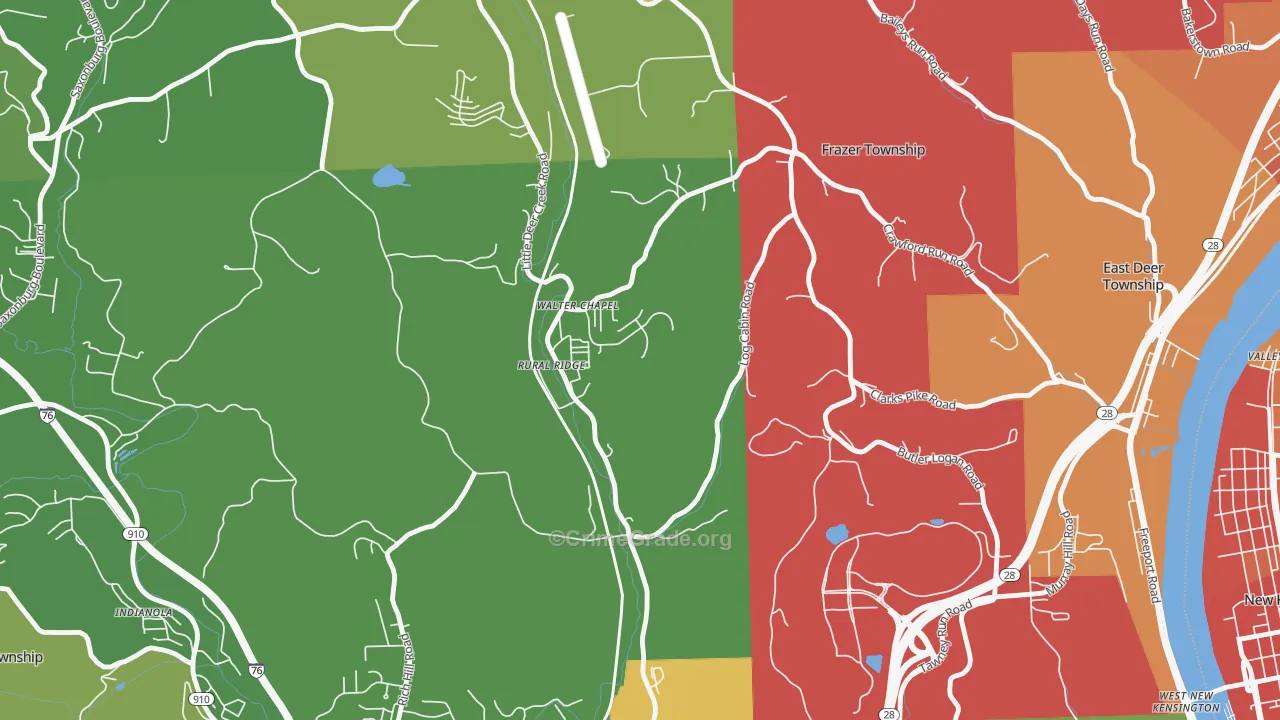 Rural Ridge, PA Map of Theft Rates