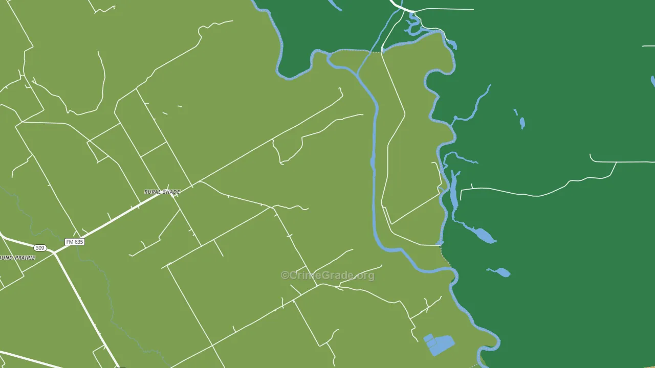 Rural Shade, TX Map of Theft Rates