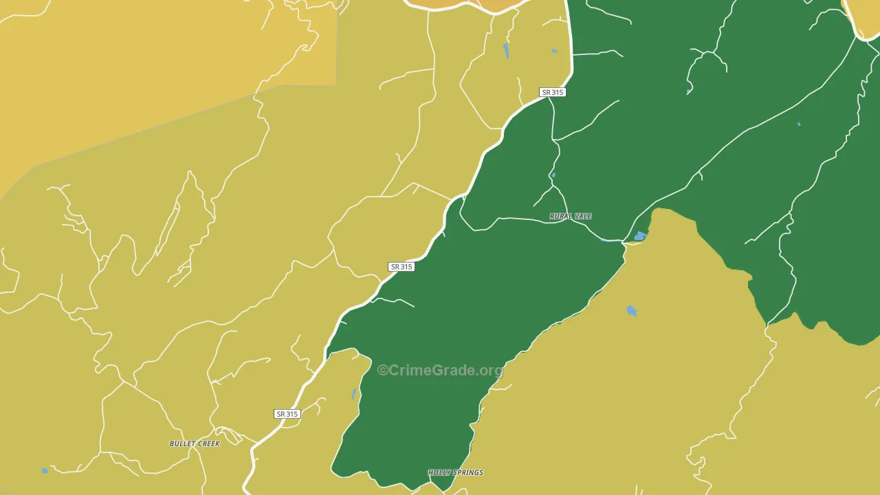 Rural Vale, TN Map of Theft Rates