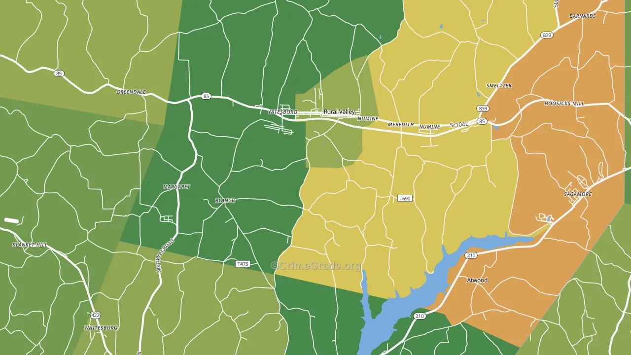 Rural Valley, PA Map of Theft Rates