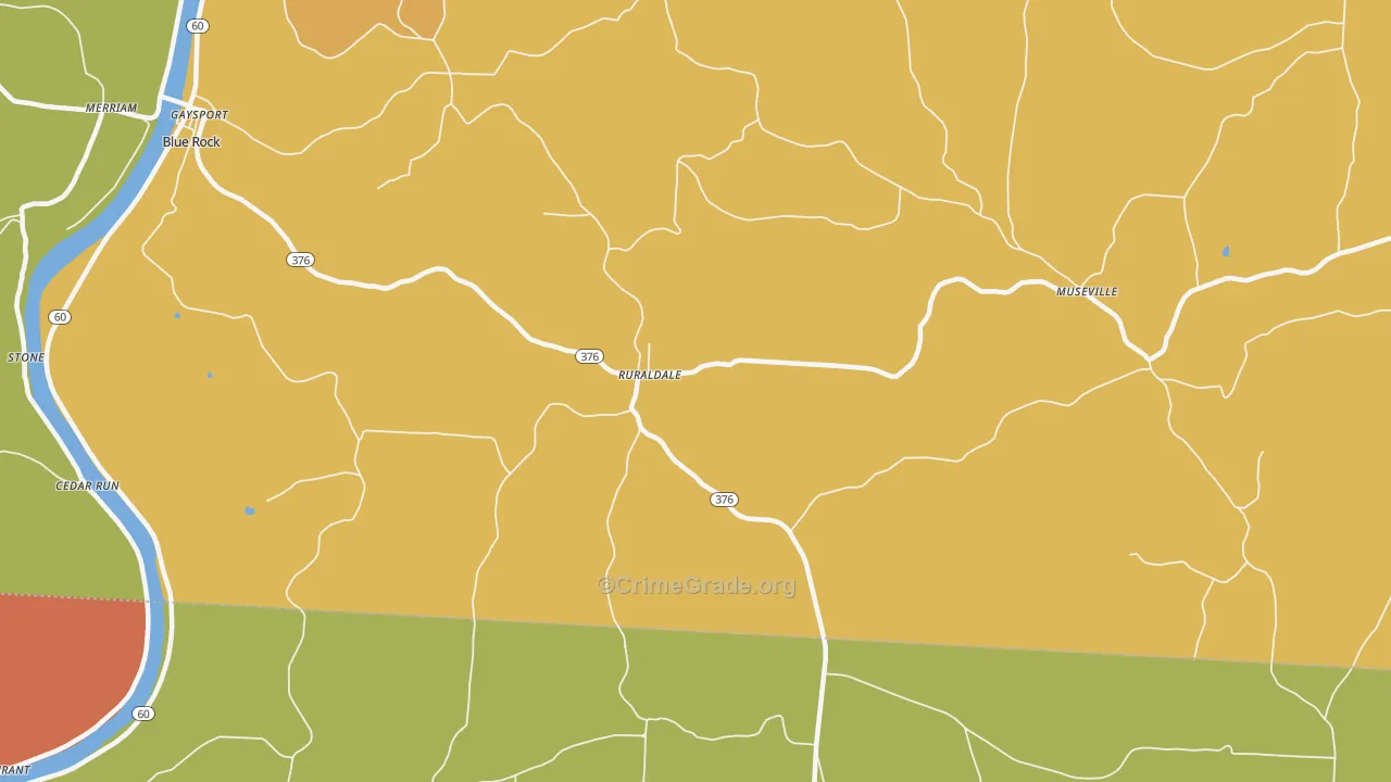 Ruraldale, OH Map of Theft Rates