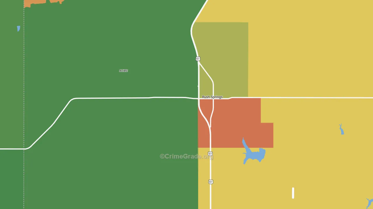 Rush Springs, OK Map of Theft Rates