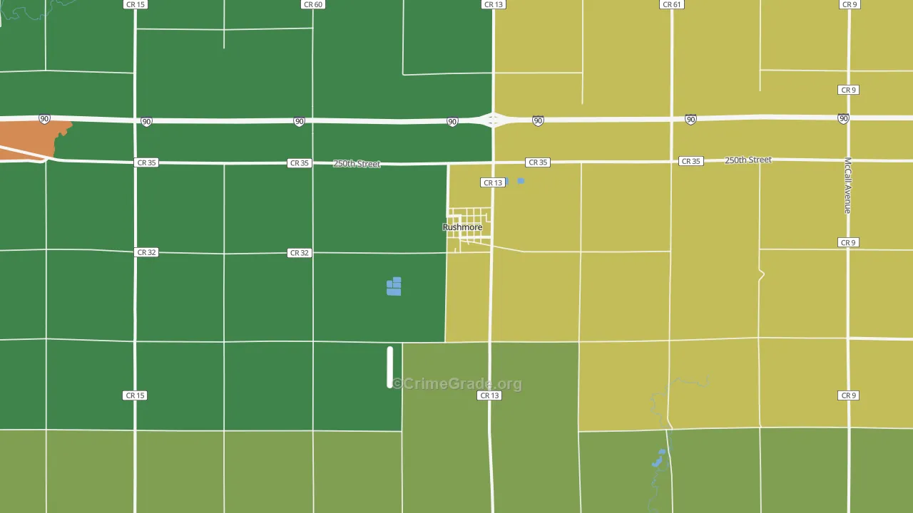 Rushmore, MN Map of Theft Rates