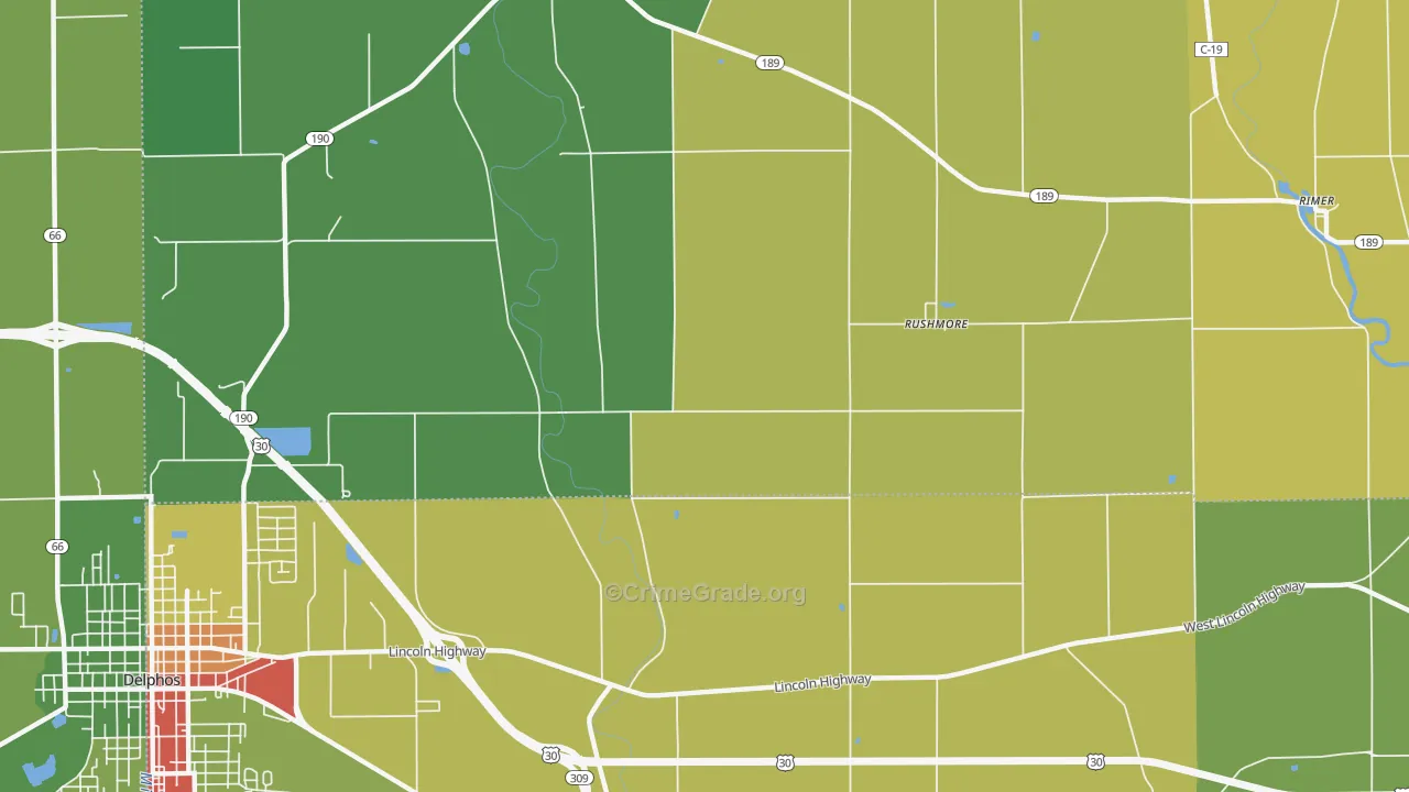 Rushmore, OH Map of Theft Rates