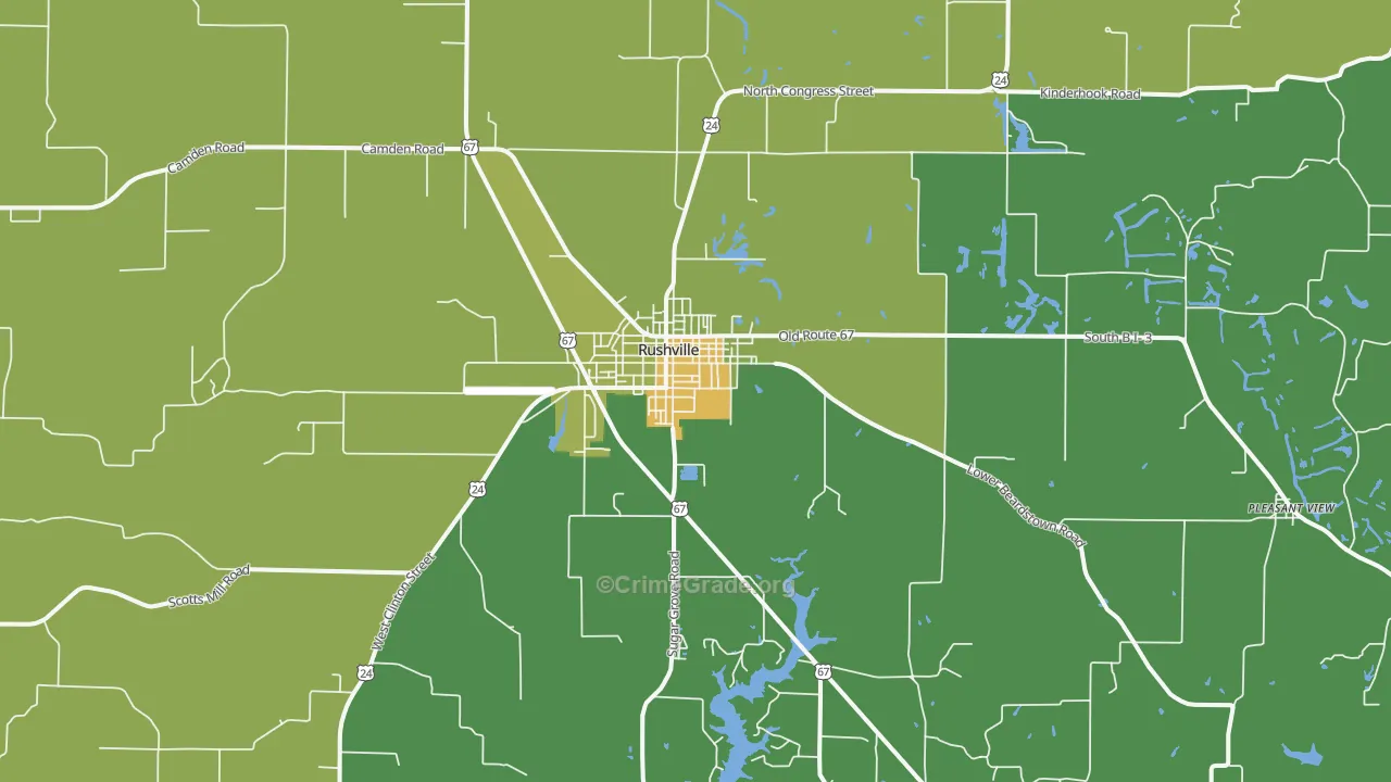 Rushville, IL Map of Theft Rates