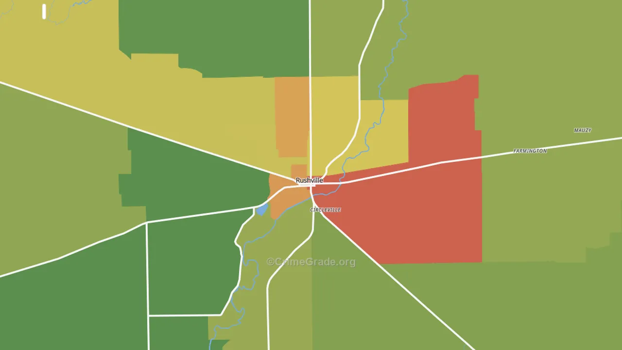 Rushville, IN Map of Theft Rates