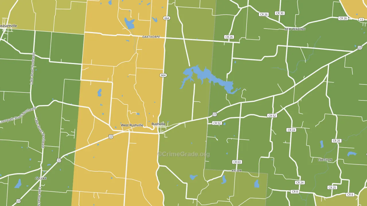 Rushville, OH Map of Theft Rates