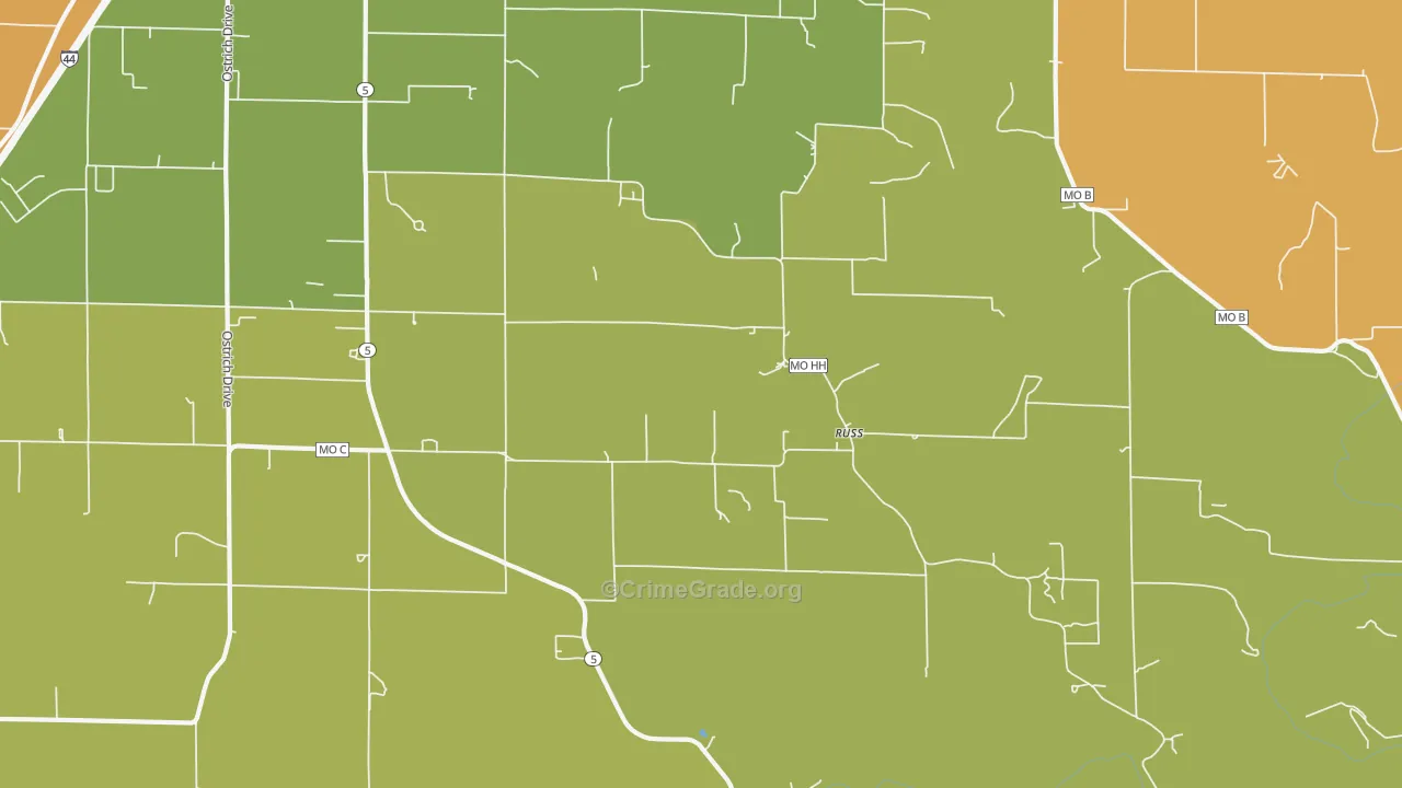 Russ, MO Map of Theft Rates