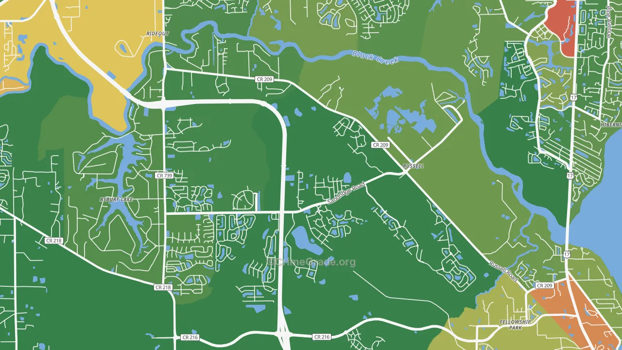 Russell, FL Map of Theft Rates