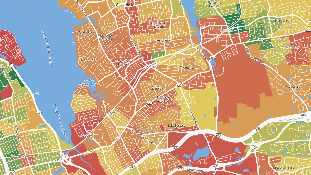 Russell Gardens, NY Map of Theft Rates