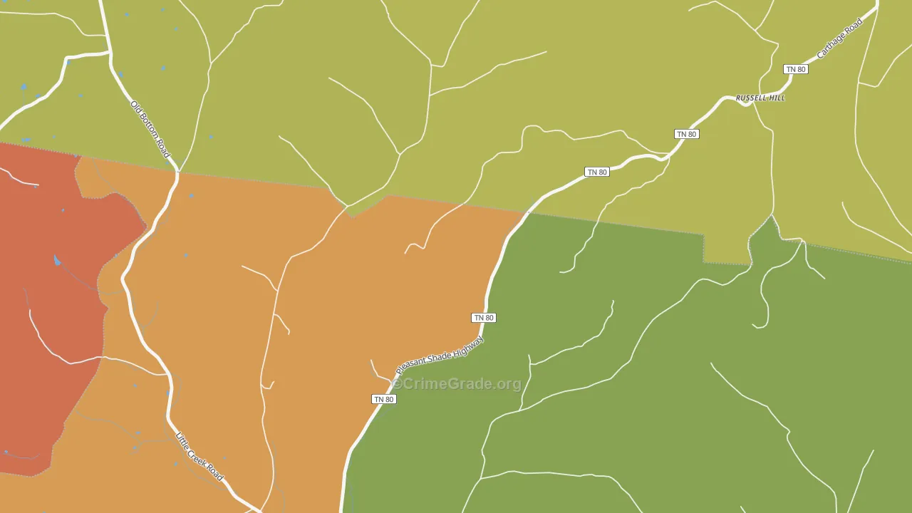 Russell Hill, TN Map of Theft Rates