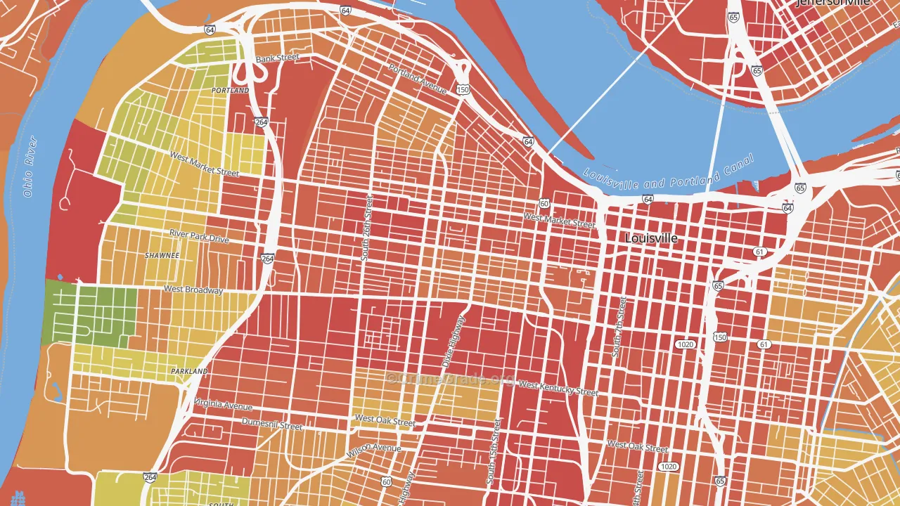 Russell, Louisville, KY Map of Theft Rates