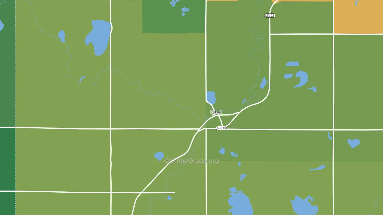Russell, MN Map of Theft Rates