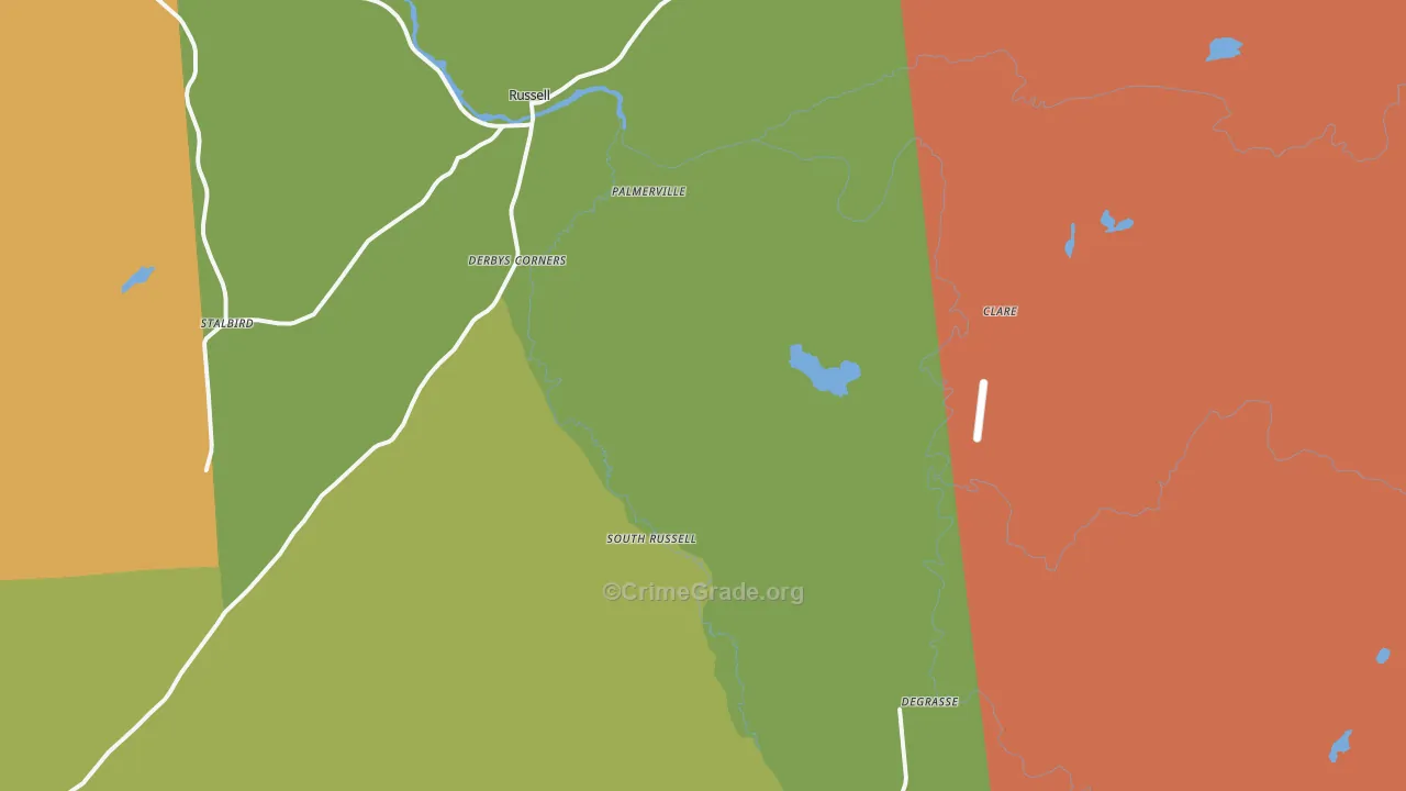 Russell, NY Map of Theft Rates