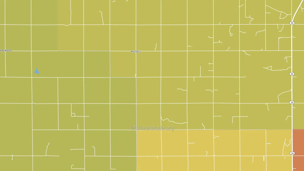 Russell, OK Map of Theft Rates