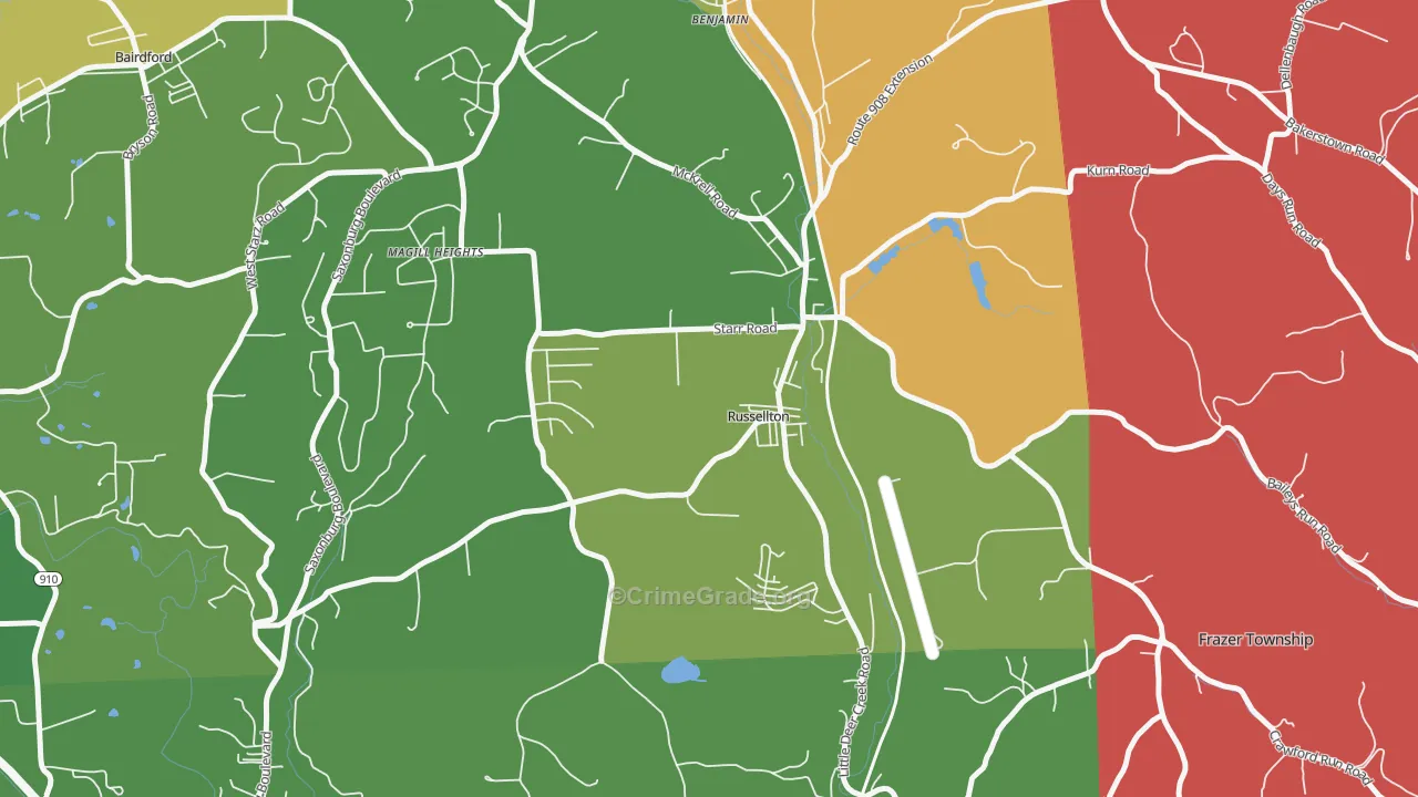 Russellton, PA Map of Theft Rates