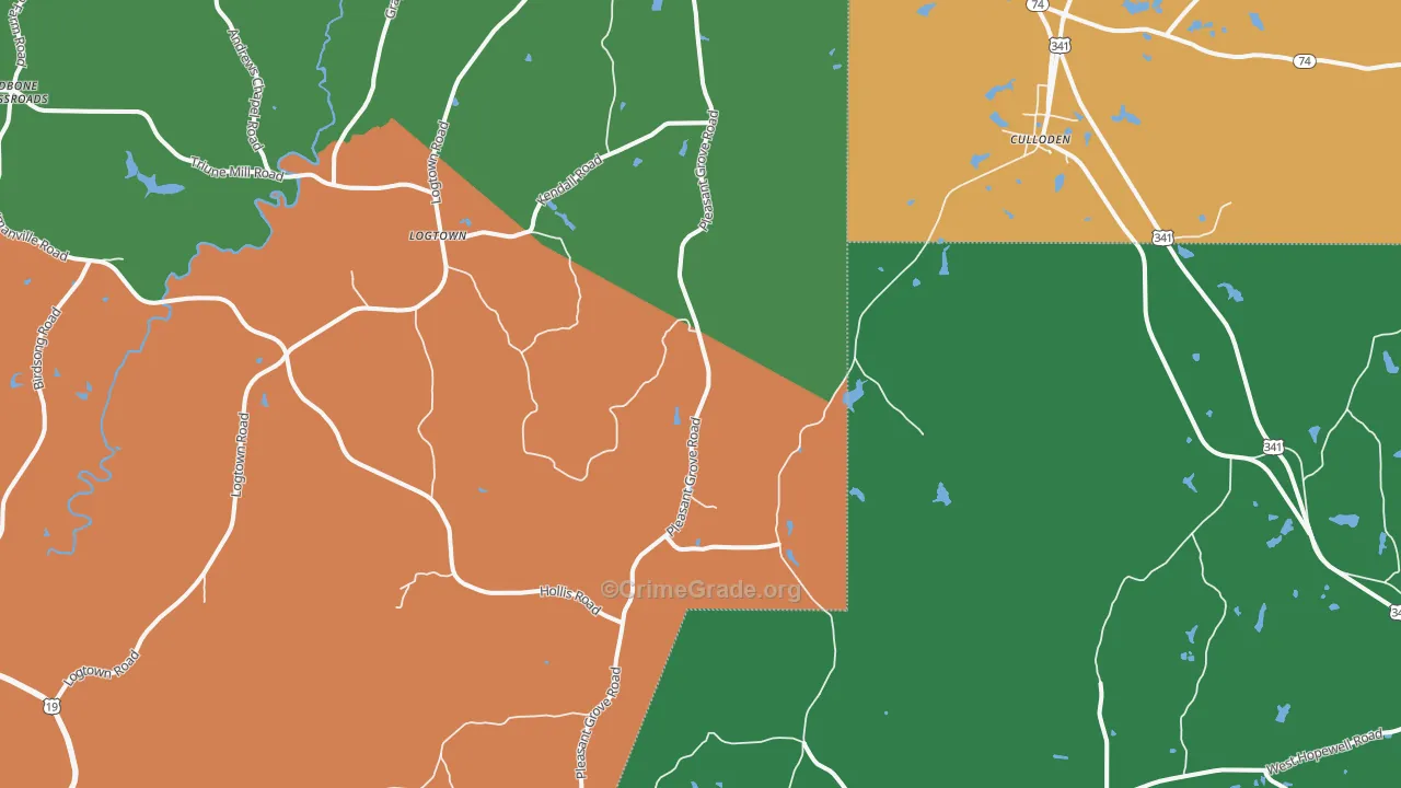 Russellville, GA Map of Theft Rates