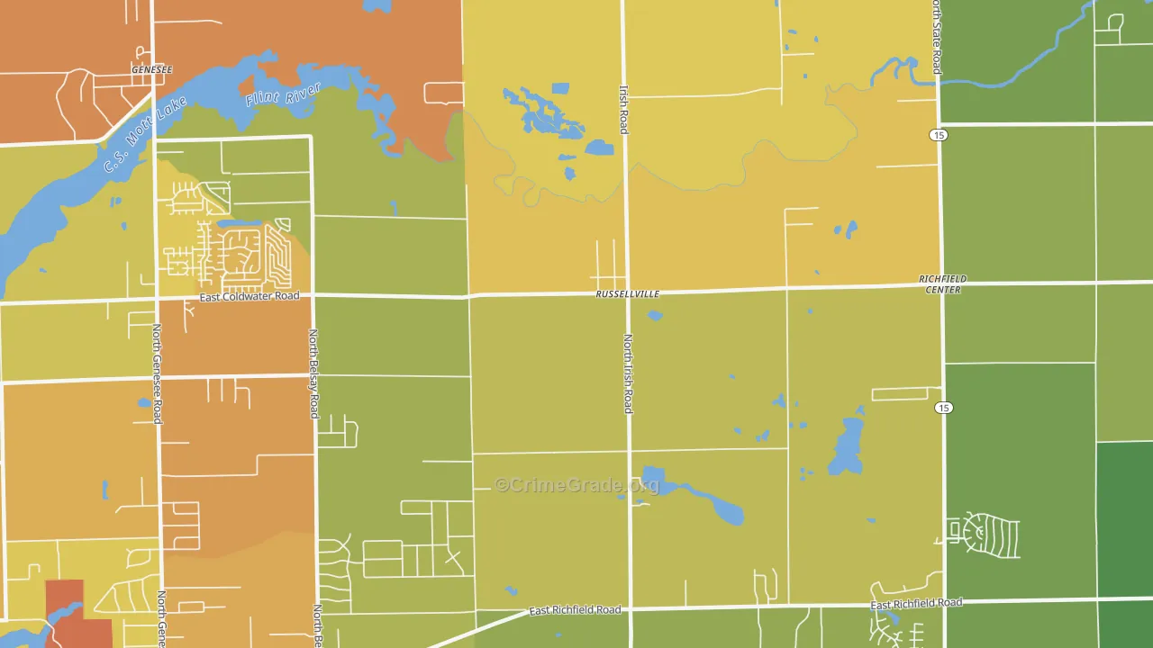 Russellville, MI Map of Theft Rates
