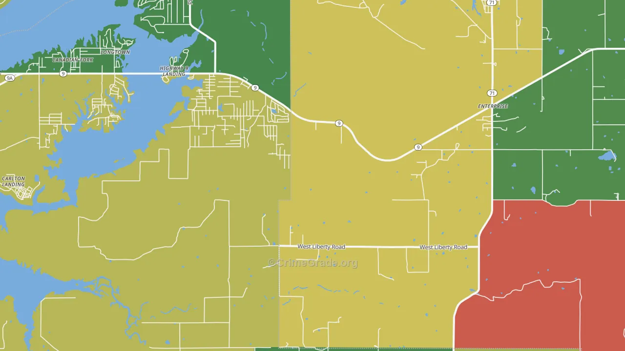 Russellville, OK Map of Theft Rates