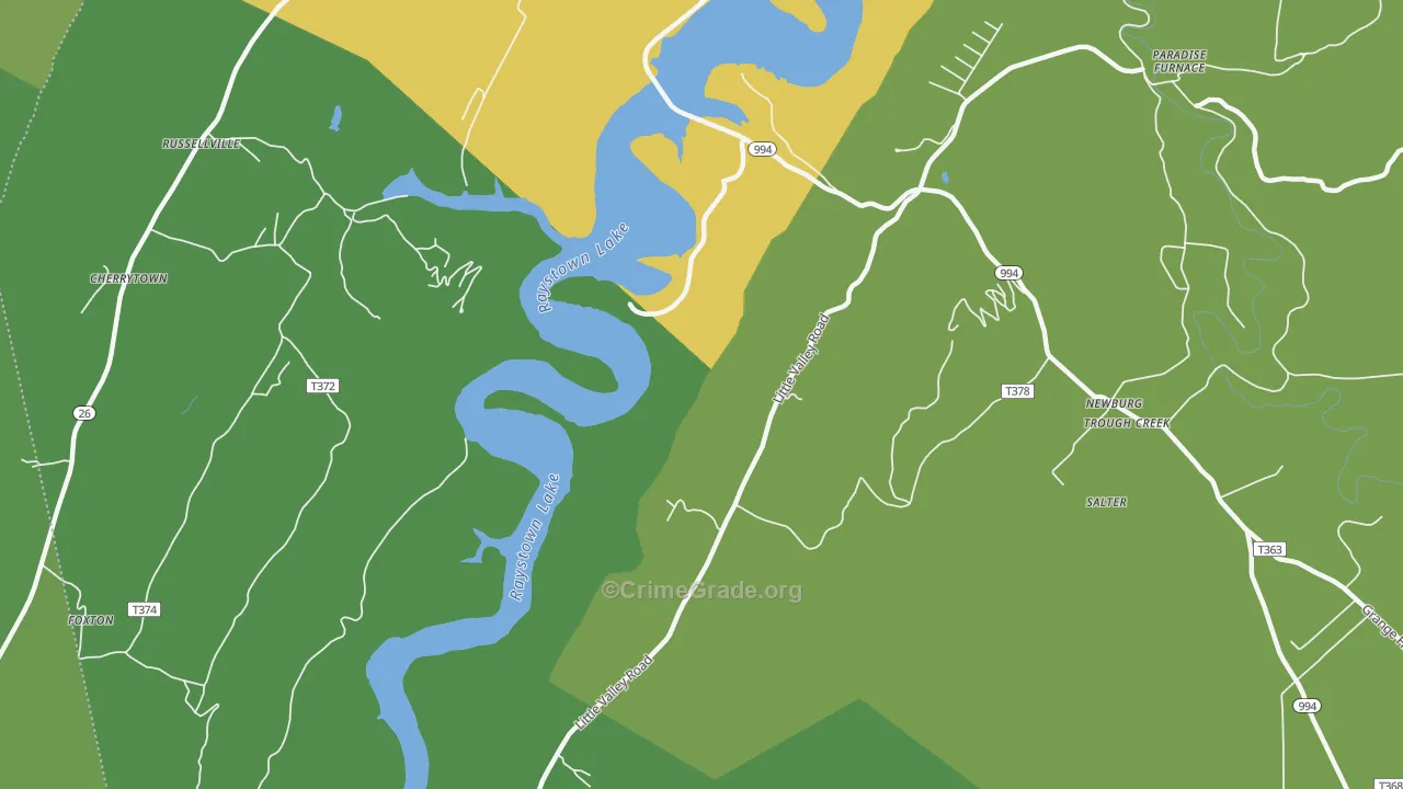 Russellville, PA Map of Theft Rates