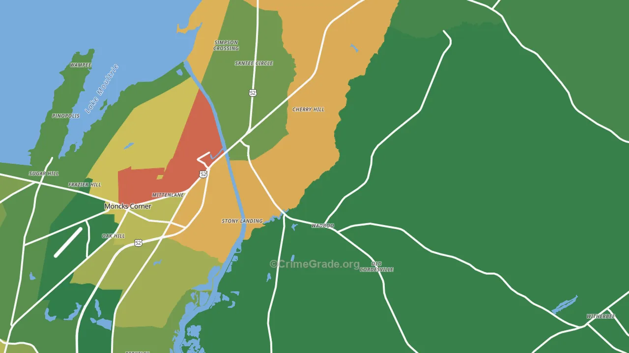 Russellville, SC Map of Theft Rates