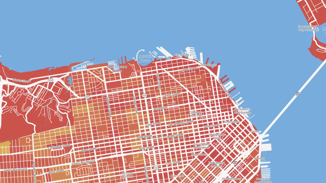Russian Hill, San Francisco, CA Map of Theft Rates
