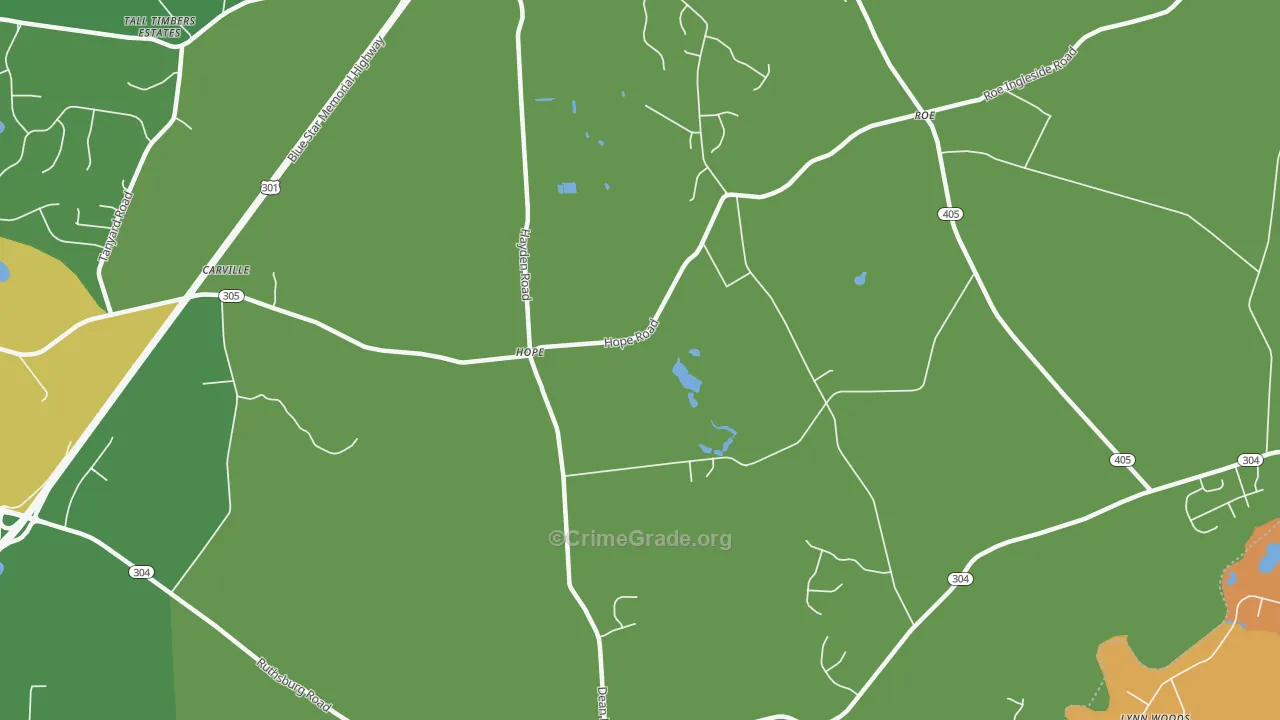 Ruthsburg, MD Map of Theft Rates