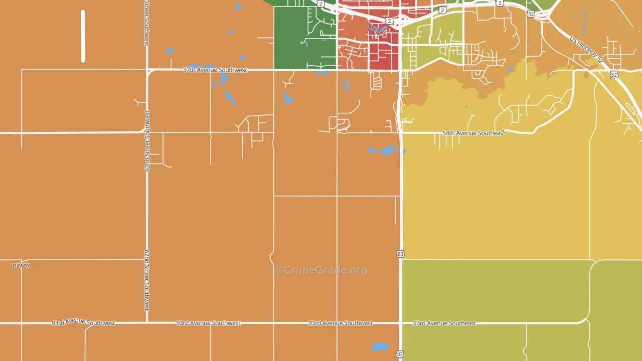Ruthville, ND Map of Theft Rates