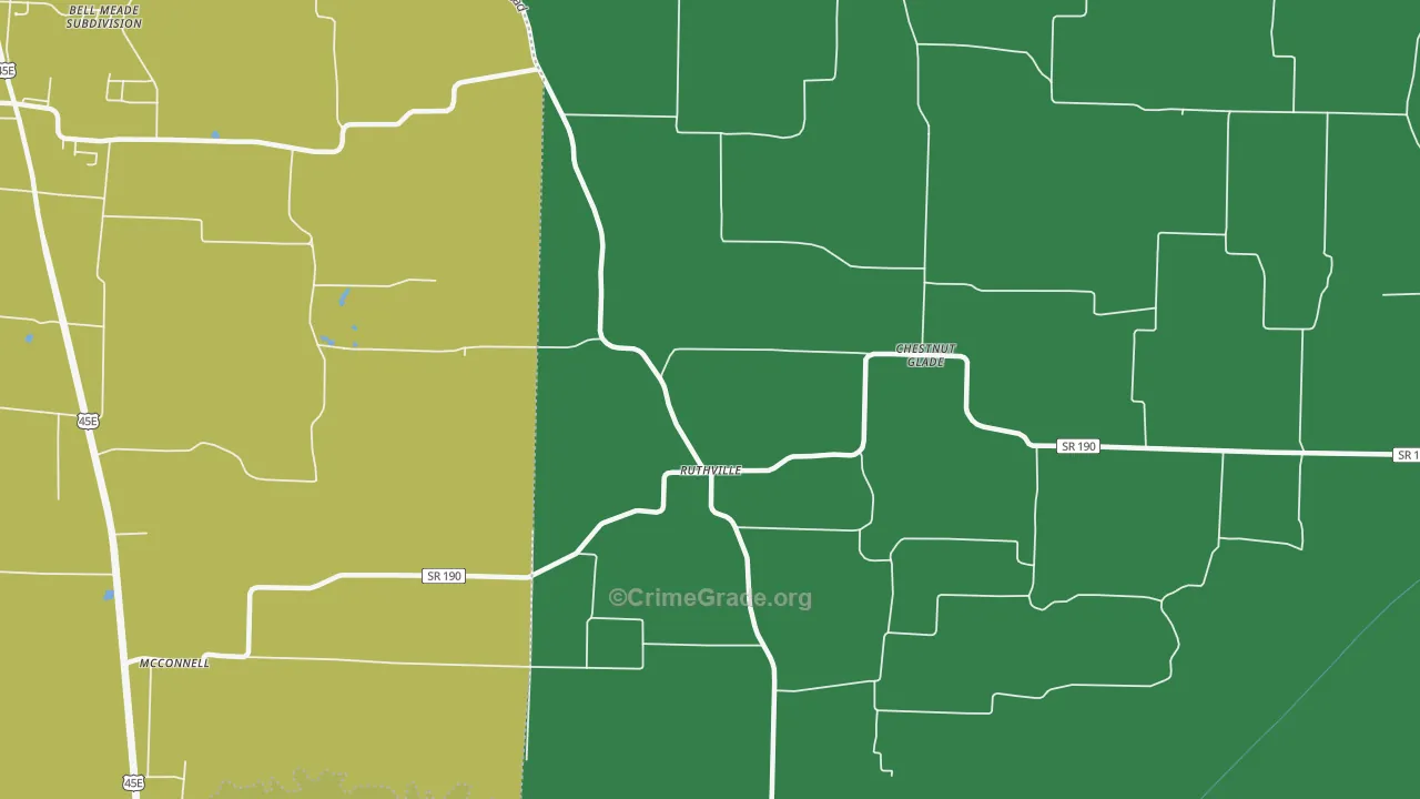 Ruthville, TN Map of Theft Rates