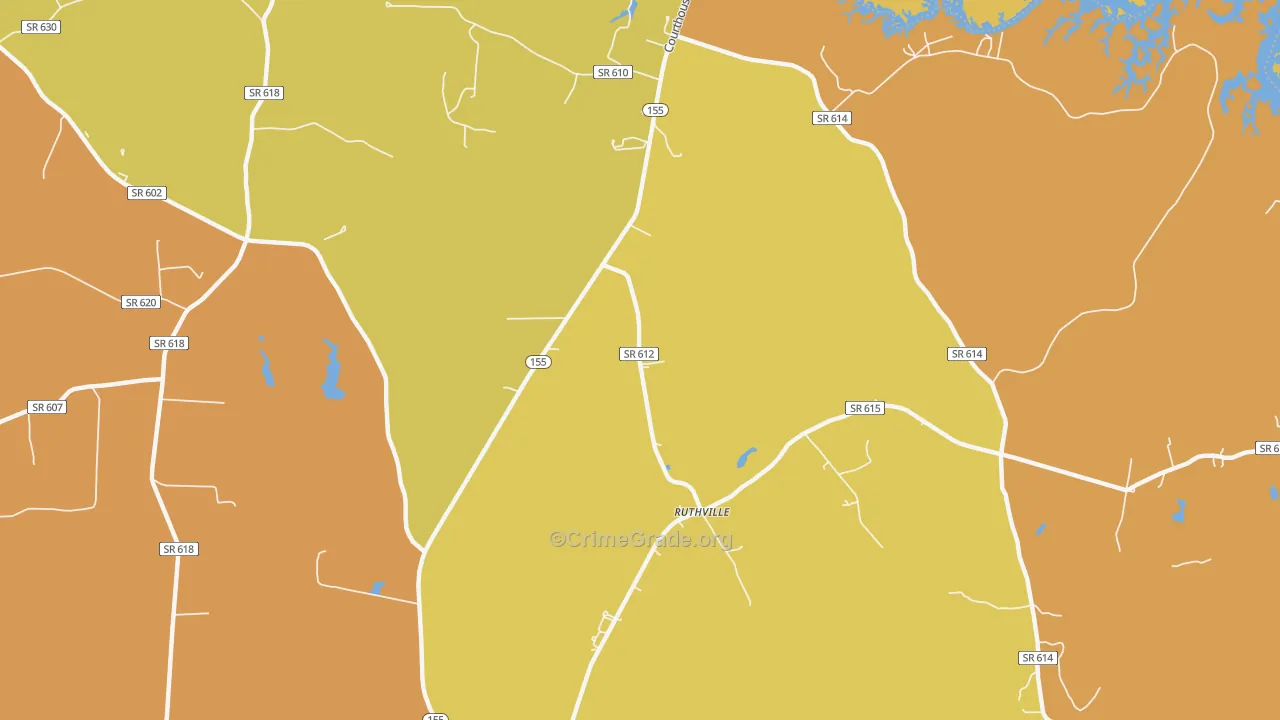 Ruthville, VA Map of Theft Rates