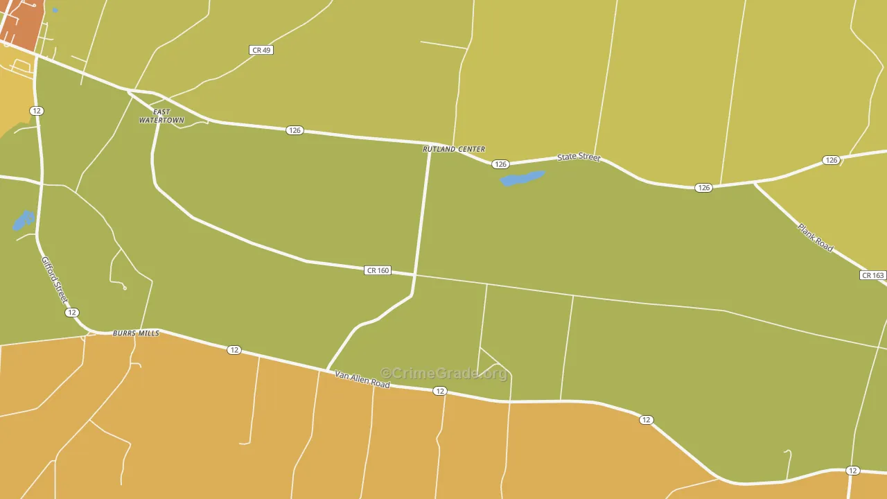 Rutland Center, NY Map of Theft Rates