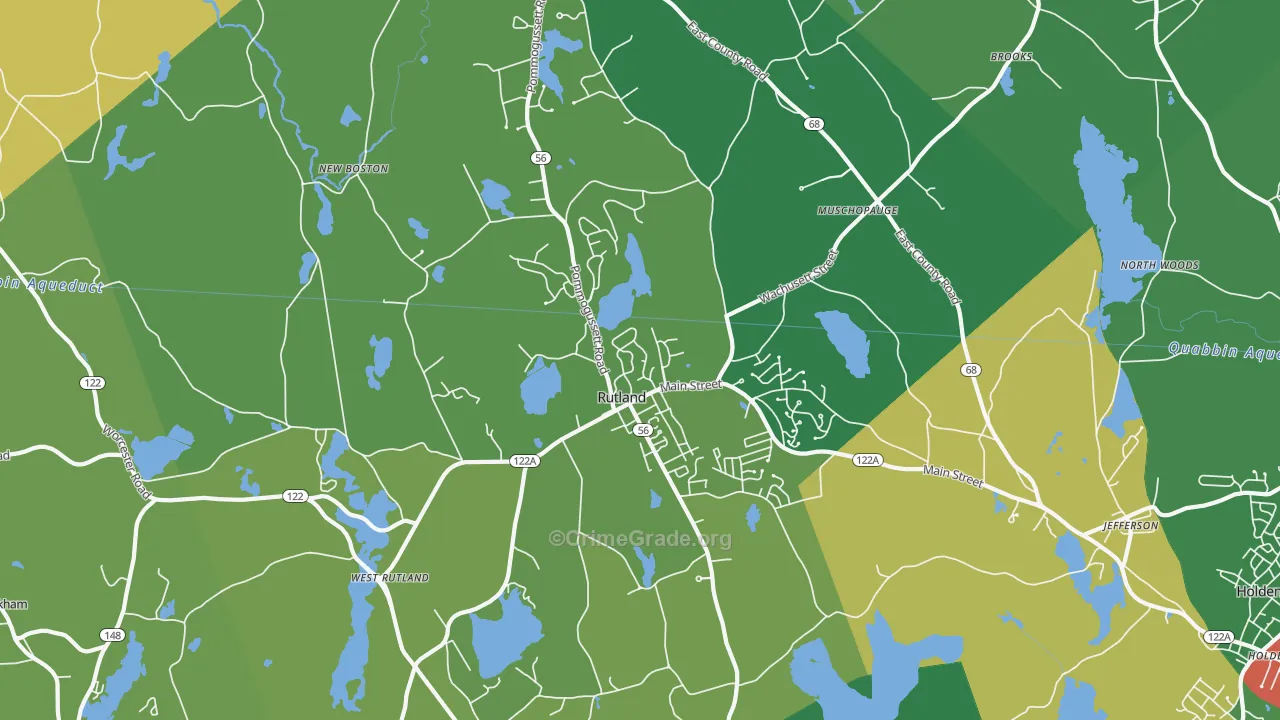 Rutland, MA Map of Theft Rates