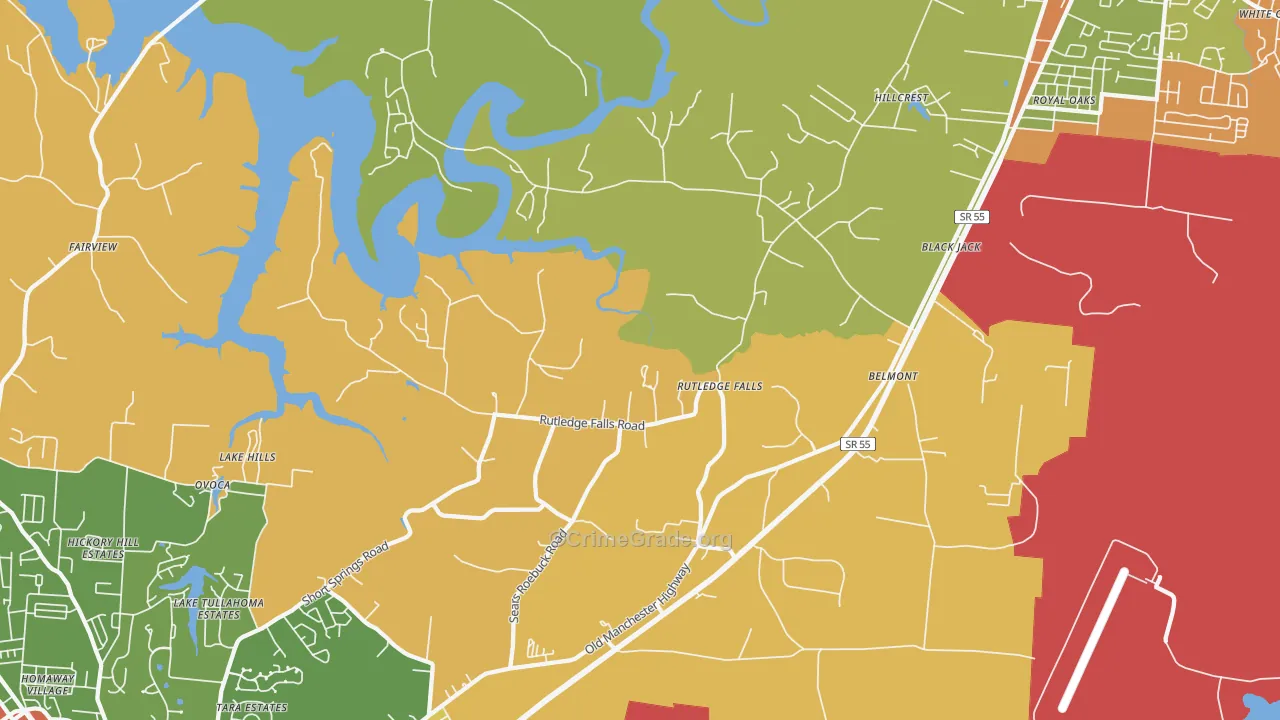 Rutledge Falls, TN Map of Theft Rates