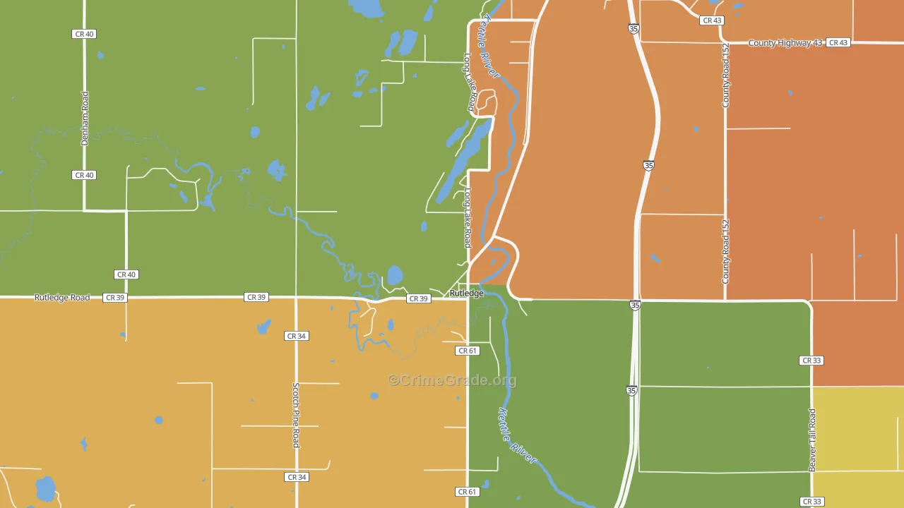Rutledge, MN Map of Theft Rates