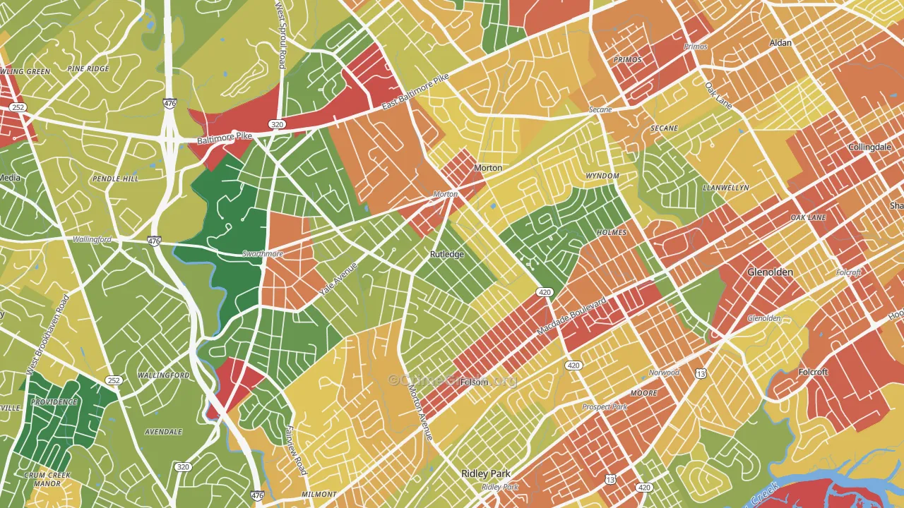 Rutledge, PA Map of Theft Rates
