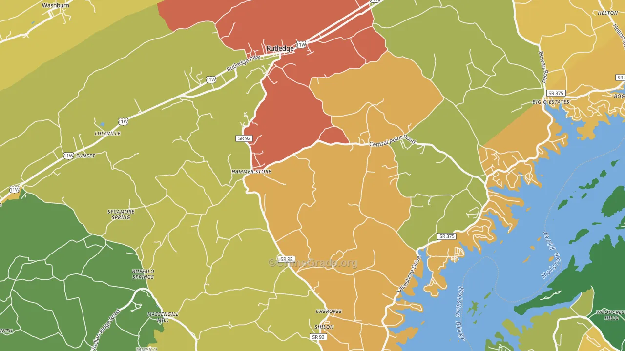 Rutledge, TN Map of Theft Rates