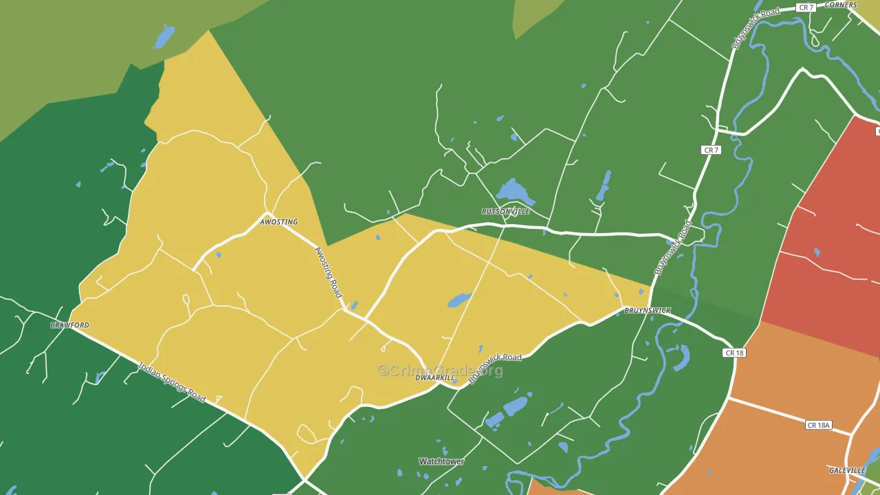 Rutsonville, NY Map of Theft Rates