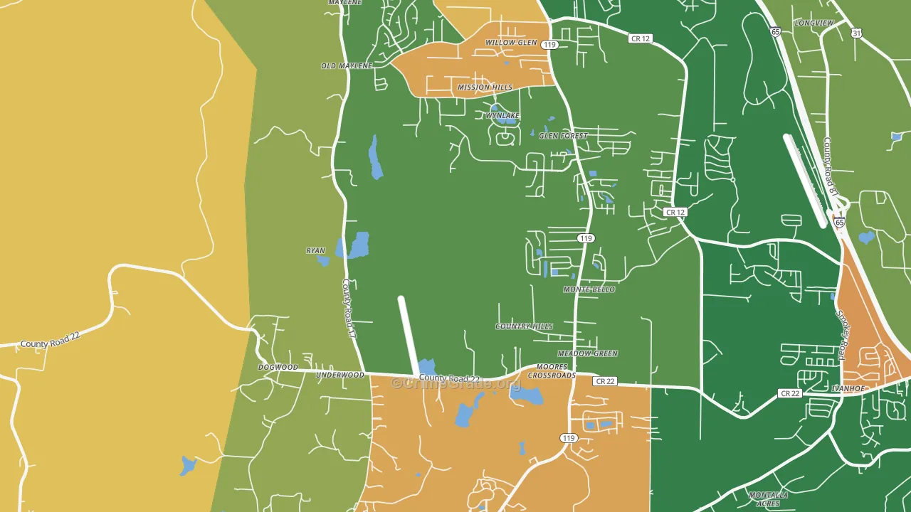 Ryan, AL Map of Theft Rates