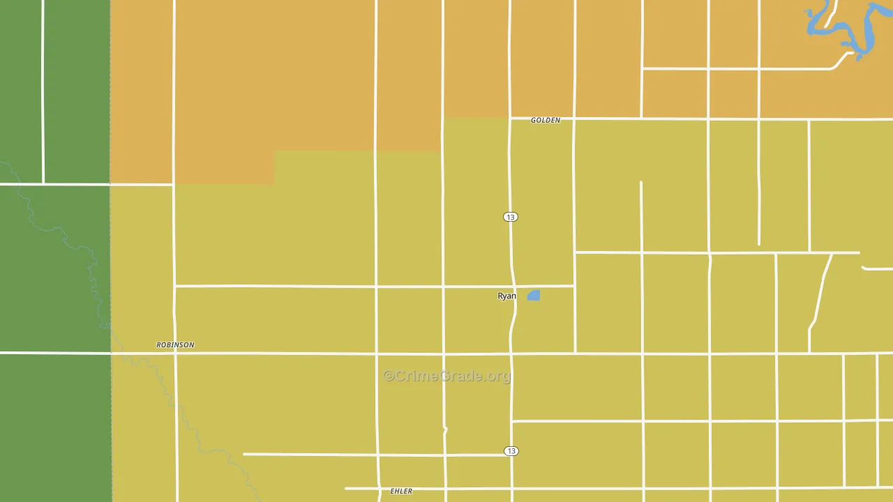 Ryan, IA Map of Theft Rates
