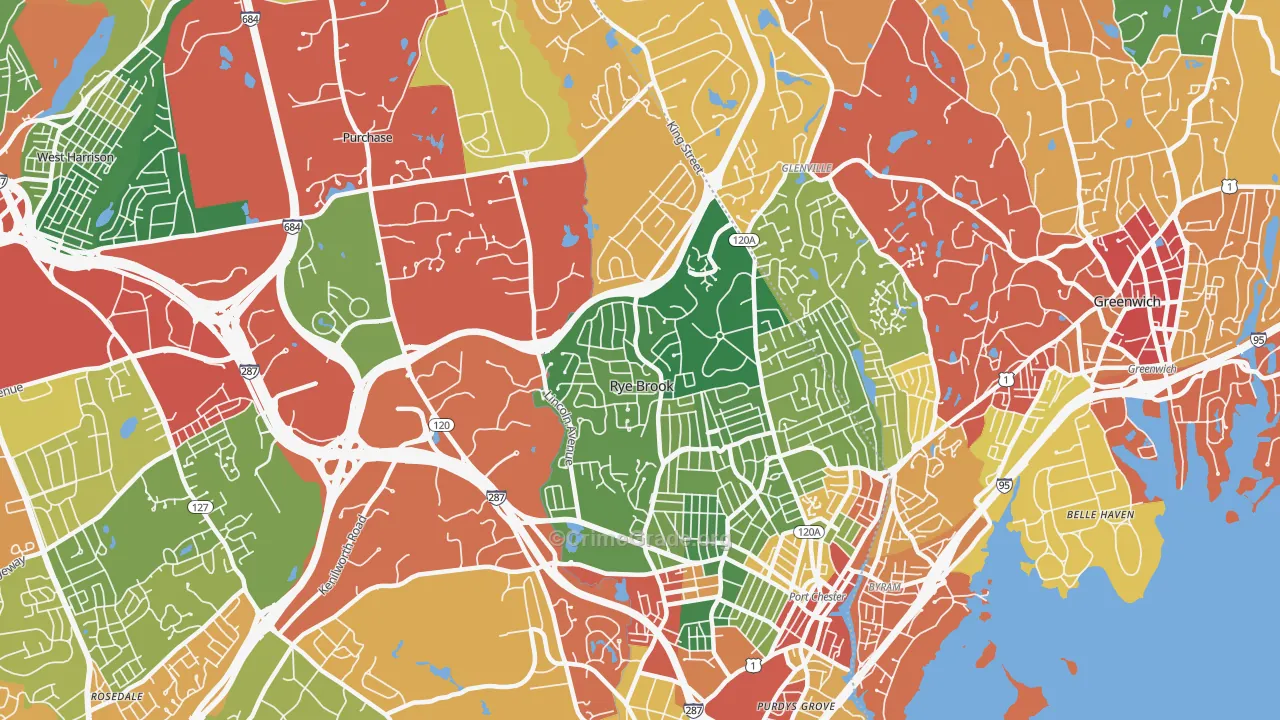 Rye Brook, NY Map of Theft Rates