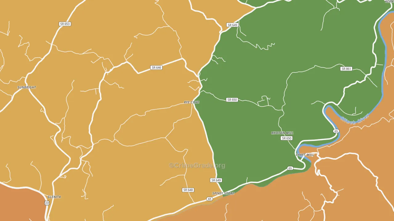 Rye Cove, VA Map of Theft Rates