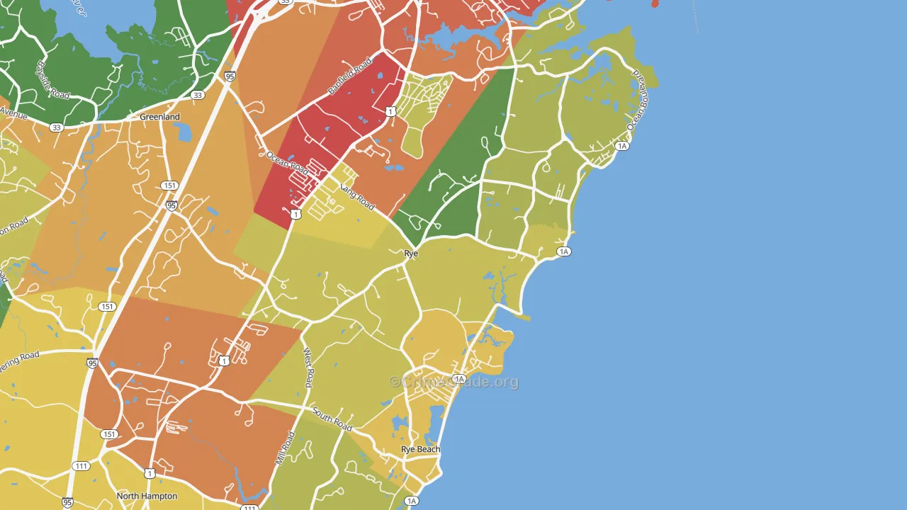 Rye, NH Map of Theft Rates