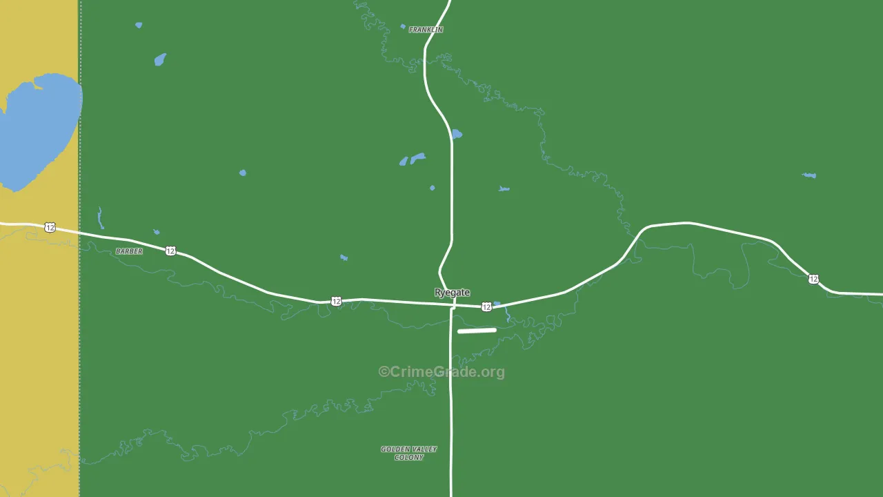 Ryegate, MT Map of Theft Rates
