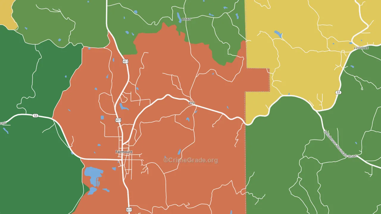 Ryo, GA Map of Theft Rates
