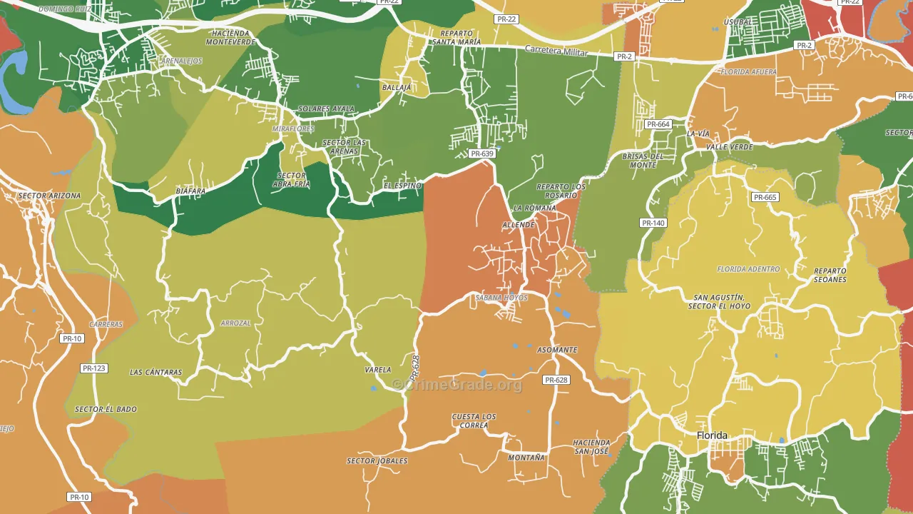 Sabana Hoyos, PR Map of Theft Rates