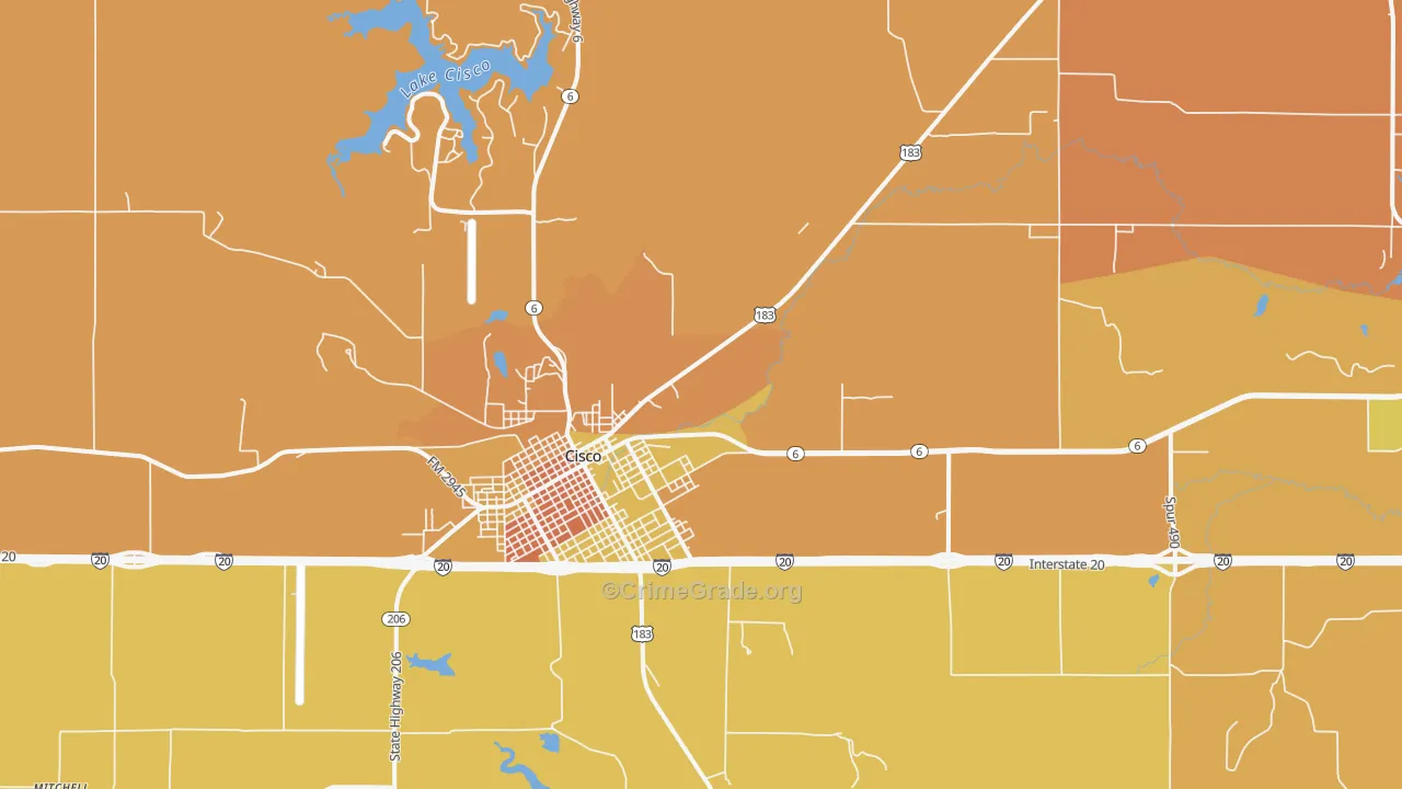 Sabanno, TX Map of Theft Rates
