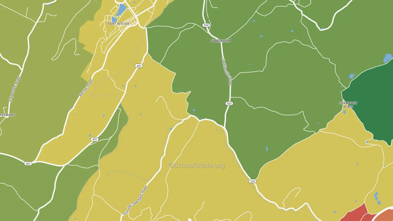 Sabillasville, MD Map of Theft Rates