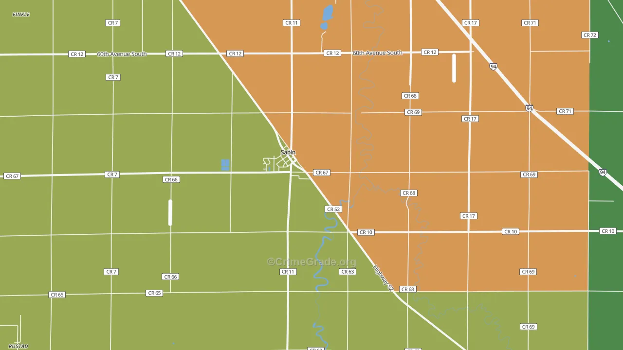 Sabin, MN Map of Theft Rates